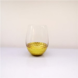 Engraved Stemless Glass with Electroplate Color Coating