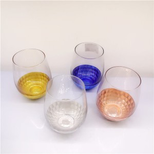 Engraved Stemless Glass with Electroplate Color Coating