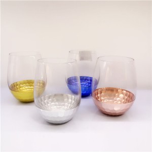 Engraved Stemless Glass with Electroplate Color Coating