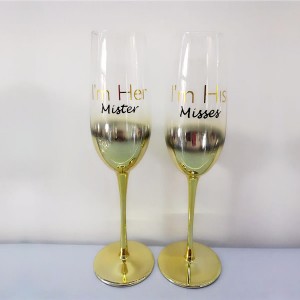 Glass Champagne Flutes 2 Wedding Toasting Glasses Bride Groom Glassware Decor