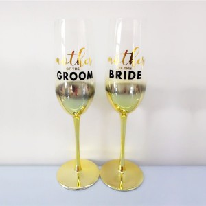 Glass Champagne Flutes 2 Wedding Toasting Glasses Bride Groom Glassware Decor