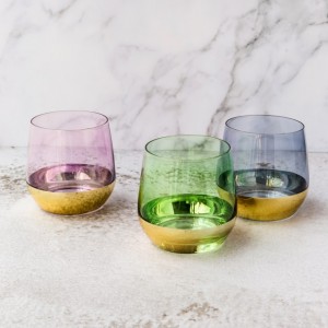 Stemless Wine Glass with Gold Bottom