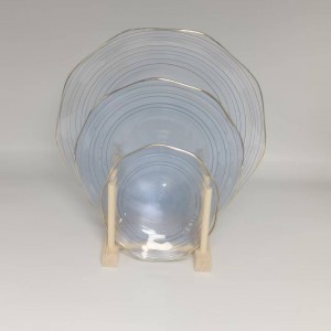 Sprayed Color +Gold Rim Glass Charger Plate Supplier