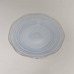 Sprayed Color +Gold Rim Glass Charger Plate Supplier