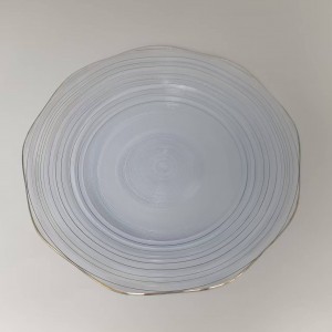 Sprayed Color +Gold Rim Glass Charger Plate Supplier