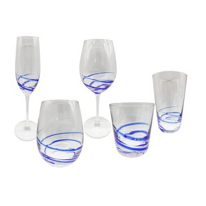 Factory Swirline Bule  Wine Glasses – Set of 5