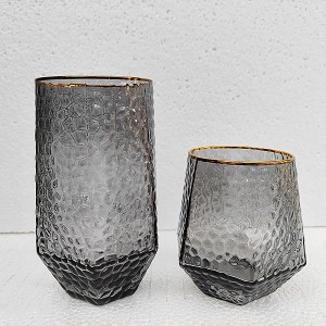 Gray Engraved Pattern Dot Drinkware Set