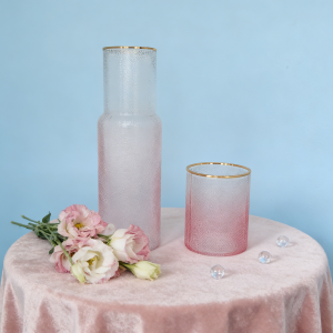 ONE CARAFE AND ONE TUMBLER +GOLD RIM MADE IN CHINA
