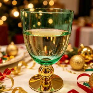 Mid-Century Vintage Wine Glasses with Electroplated Ball Base — For Home & Party