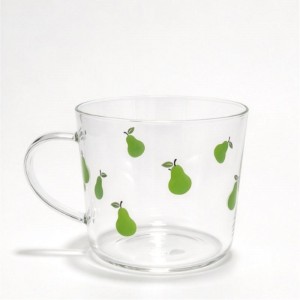 Wholesale Aesthetic Daisy and Fruit Decal Borosilicate Glass Mug with Handle | Glasswaretalk