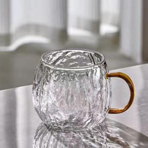 Wholesale  Hammered Borosilicate Glass Mug with Colored Handle | Glasswaretalk