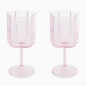 Pink Flower Shaped Wine Glass