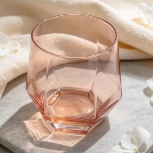 Blush Pink Geometric Glassware Set – Mouth-Blown Solid Color Highball & Tumbler