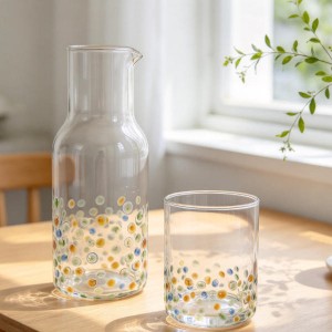 Colorful Confetti Polka Dot Glass Carafe and Tumbler Set | Glasswaretalk