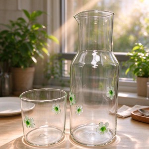 Daisy Flower Glass Carafe and Tumbler Set | Glasswaretalk