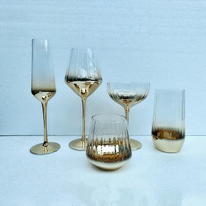 Golden Electroplated Reusable Wine Glass Set