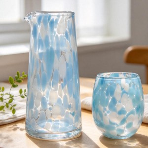 Blue Speckled Glass Carafe and Tumbler Set | Glasswaretalk