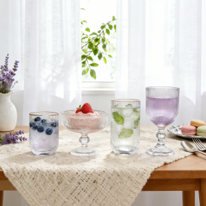 Clear +Gold Rim Machine Made Glassware Manufacturer