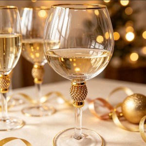 Lead-Free Rhinestone Wine Glasses