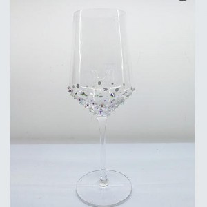 Hand-Set Rhinestone Red Wine Glasses