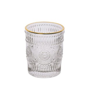 Premium Machine-Made Glass Tumbler with Elegant Gold Rim