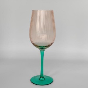 Pink-orange Wine Glass With Green Stem