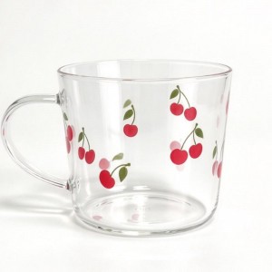 Wholesale Aesthetic Daisy and Fruit Decal Borosilicate Glass Mug with Handle | Glasswaretalk