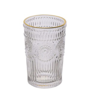 Premium Machine-Made Glass Tumbler with Elegant Gold Rim