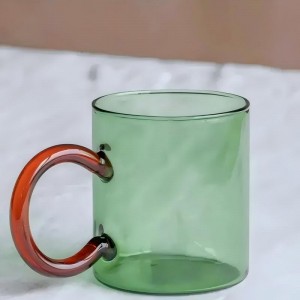 250ml colored glass material high borosilicate glass mug with handle | Glasswaretalk