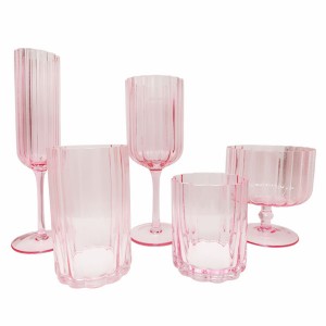 Pink Premium Vertical Stripes Drinking Glasses Collection
