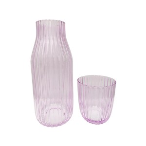High Quality Made Ribbed Optic Mouth Blown Glassware Set